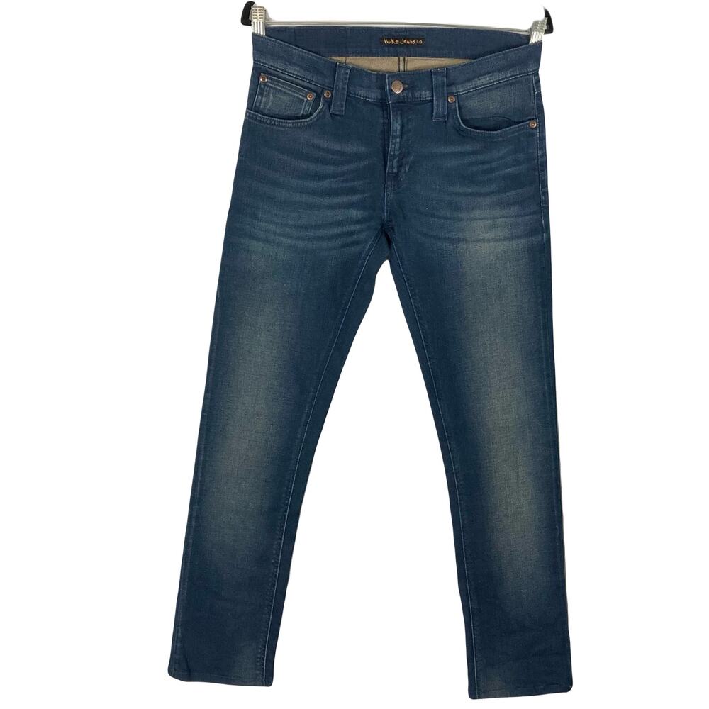 Nwot Nudie Jeans Men 29x34 Blue Dark-Wash Stretch”Dusty-Twill”Tight-Long-John”